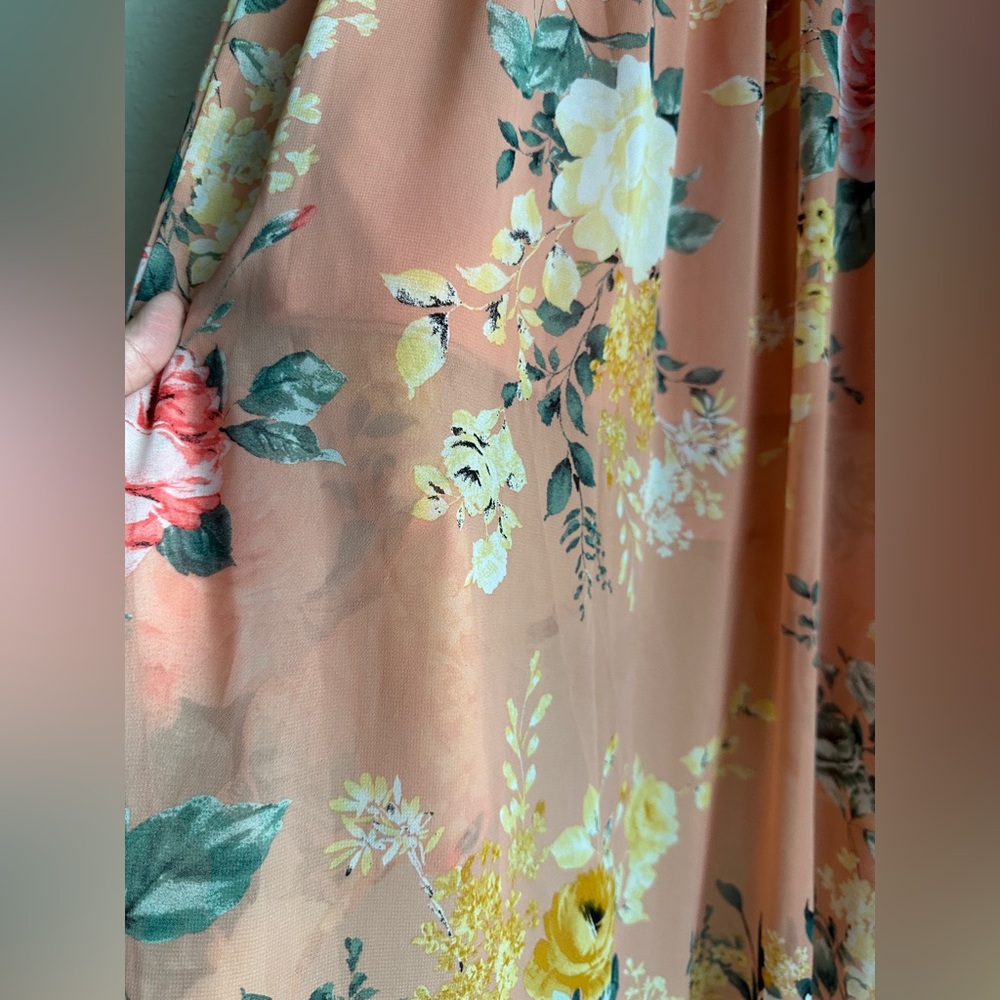 Rue21 Sundress Coral Asymmetrical Cute Floral Fun Small - Picture 8 of 8